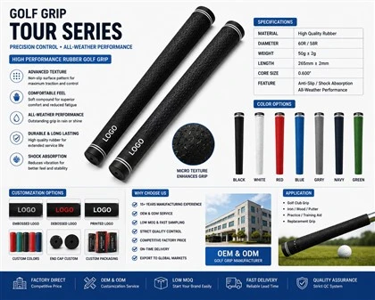 Pielāgota Golf Grip OEM ražotājs|Pret-slīdēšanas gumijas golfa rokturis|Tour Series Golf Club Grip