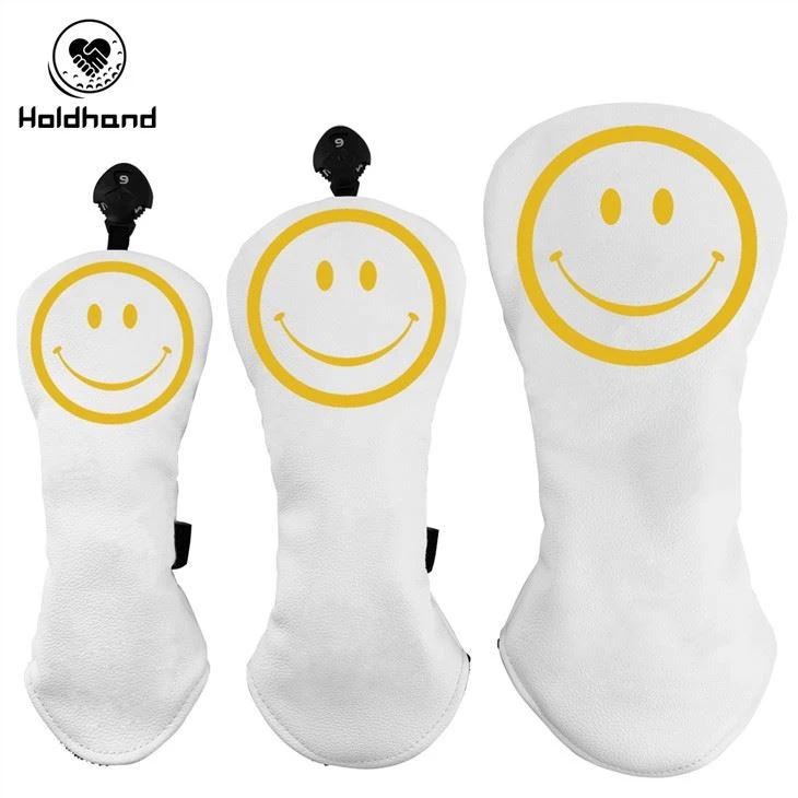 Yellow Smiley Face Golf Driver Headcover mīksta odere pielāgota