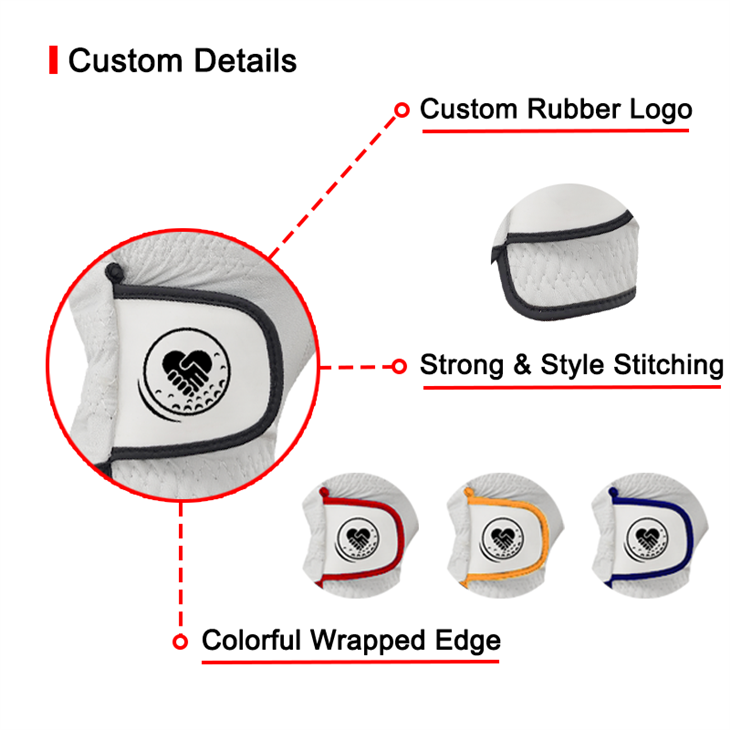 Hot Sale Custom Logo High Quality PU Leather Golf Gloves